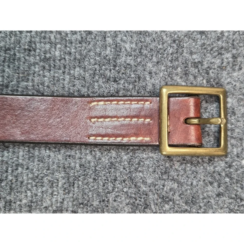 Eddie Bauer Italian Leather Belt Mens Large Brown Brass Buckle